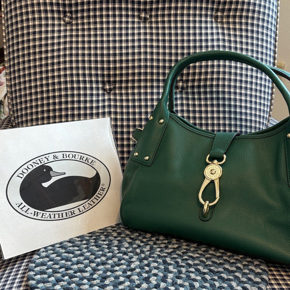Dooney & Bourke logo lock hobo Forest Green Leather Shoulder Bag